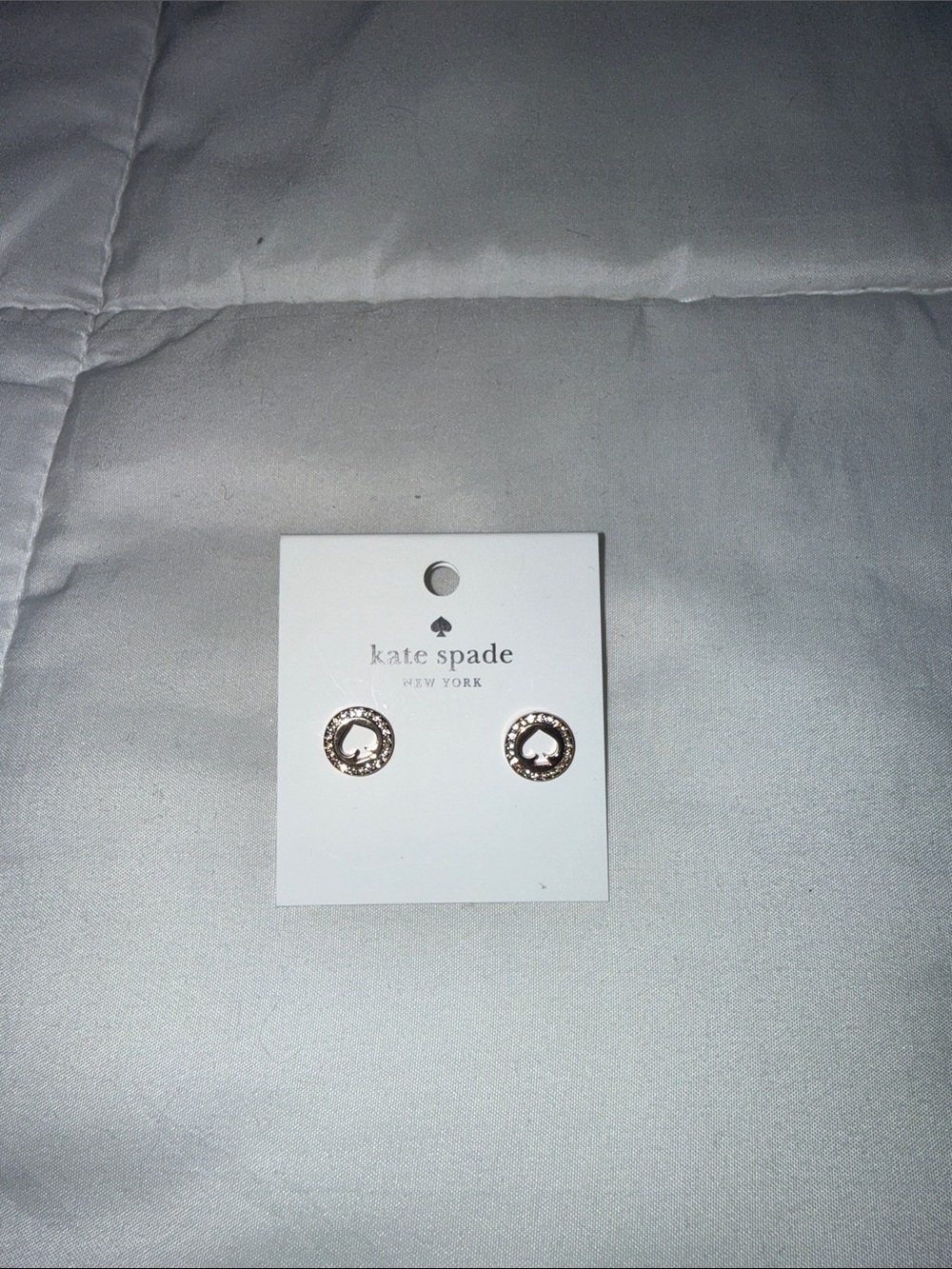 kate spade gold-tone spade circle pavé stud earrings